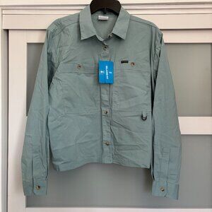 Columbia Brea Falls Woven LS Women's outdoor fishing shirt XL  light teal NEW